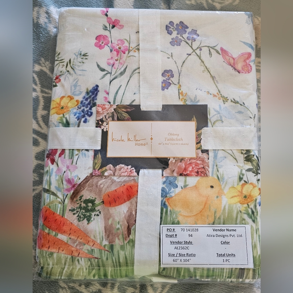 Easter-Nicole Miller Multicolor Floral Tablecloth